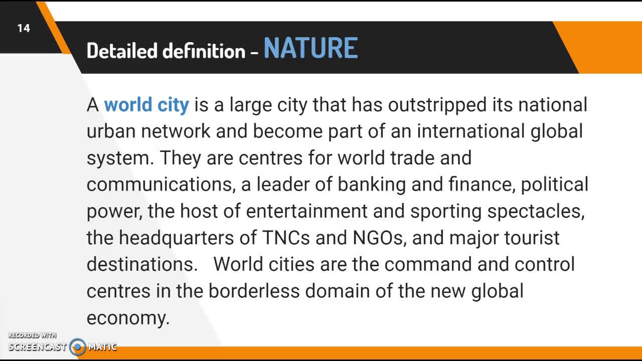 the nature character and spatial distribution of world cities