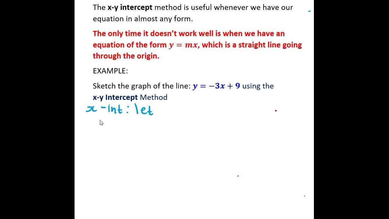 x y intercept method for sketching a linear graph - ClickView
