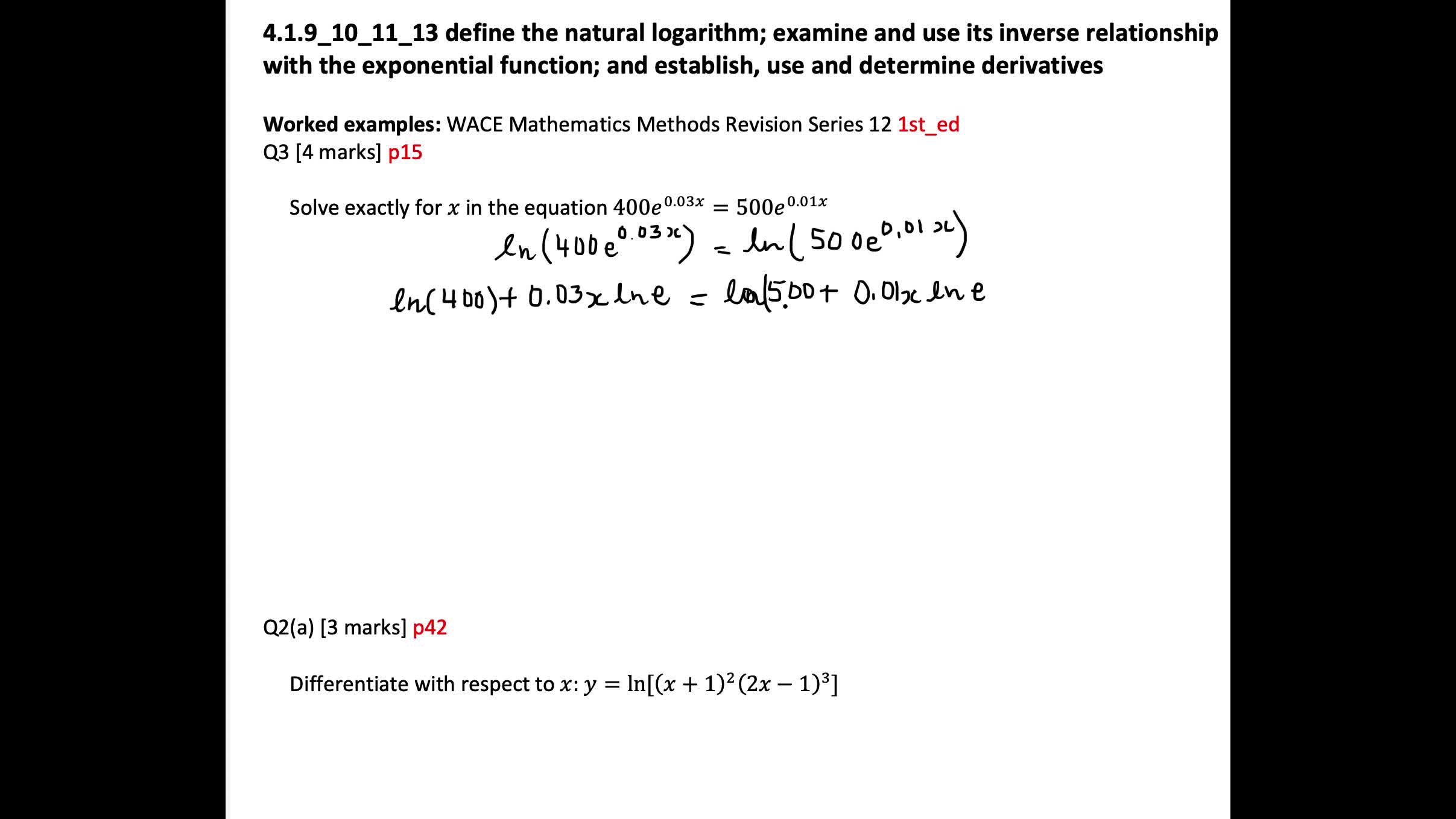 Example Of Natural Logarithm