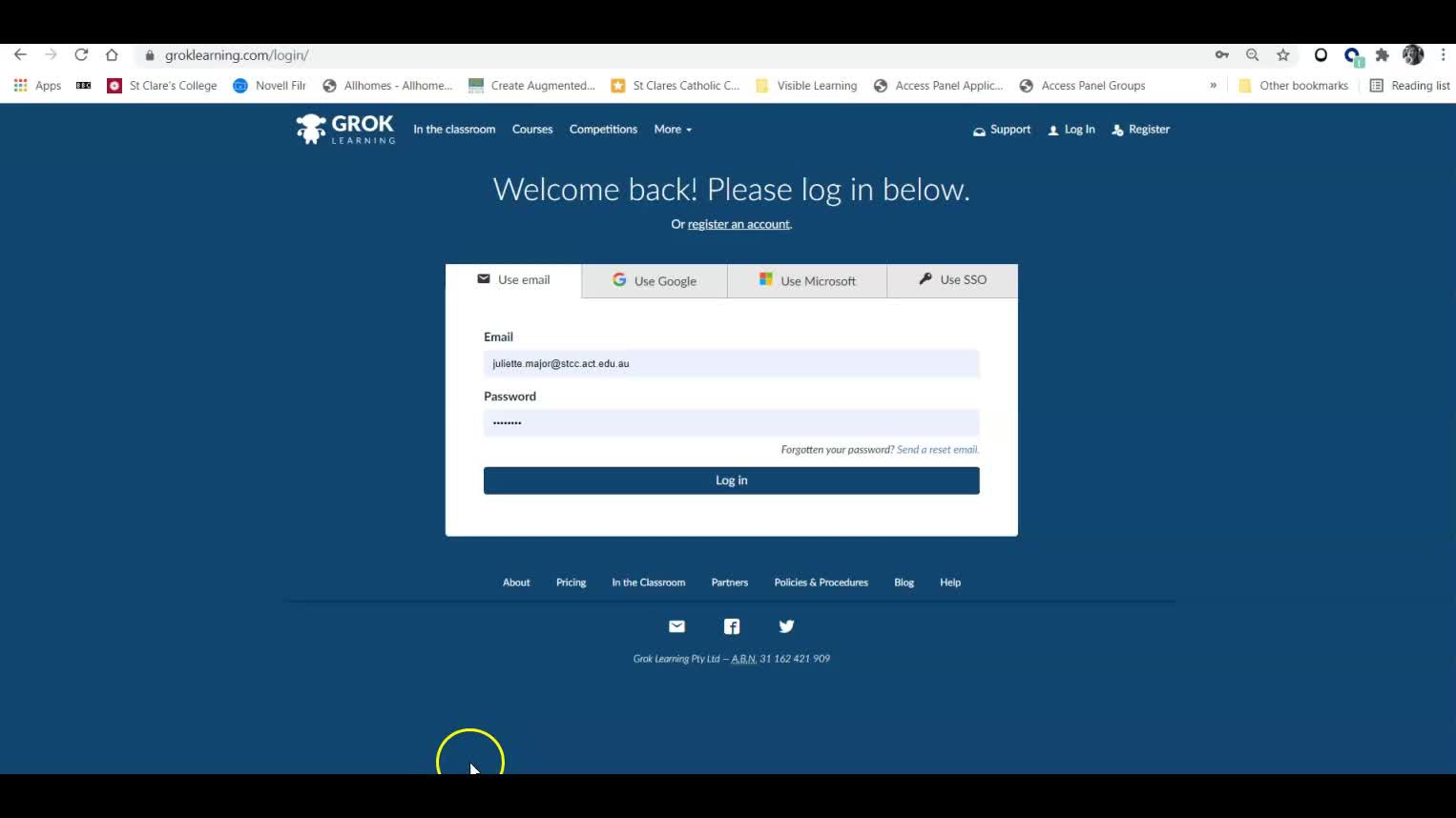 Logging into GROK - ClickView