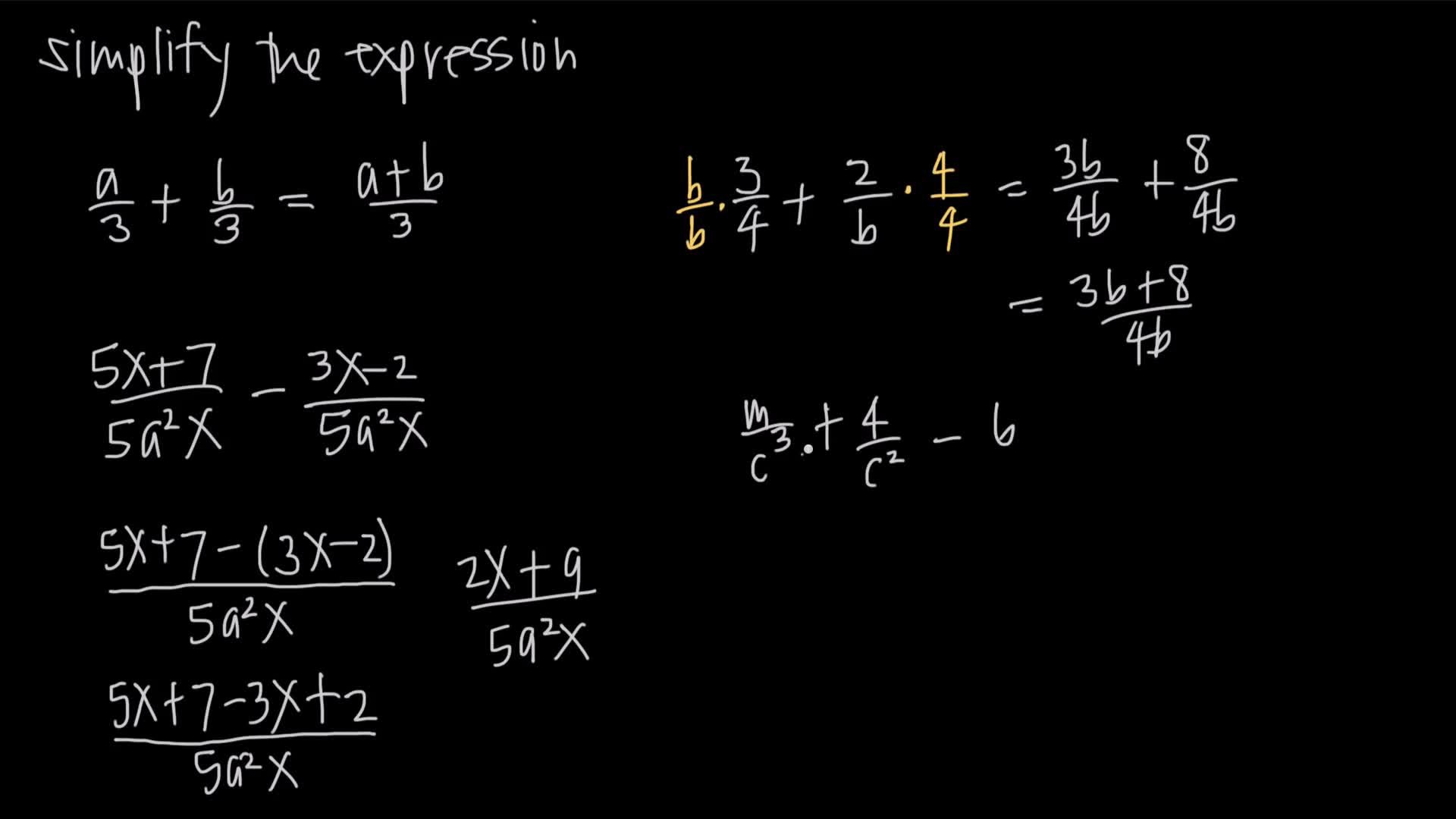 Adding and subtracting rational functions video teaching resources 