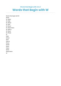 Words that Begin with W Video & Resources | ClickView
