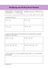 Multiplying and Dividing Mixed Numbers | ClickView