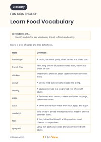 Learn Food Vocabulary Video & Resources | ClickView