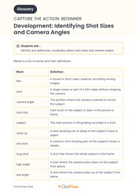 Development: Identifying Shot Sizes and Camera Angles | ClickView