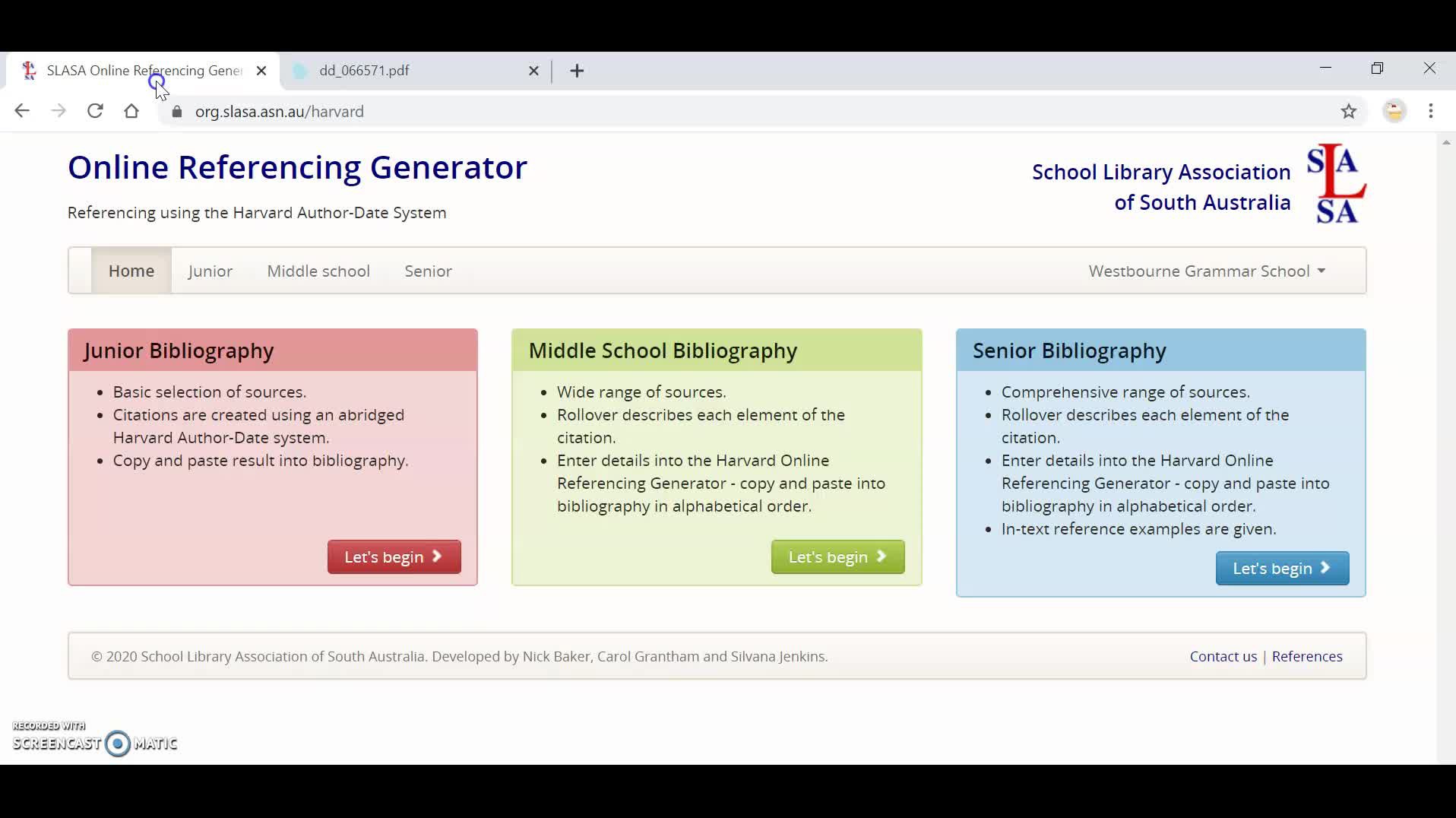 Online referencing generator - Senior School Level - online PDF ...